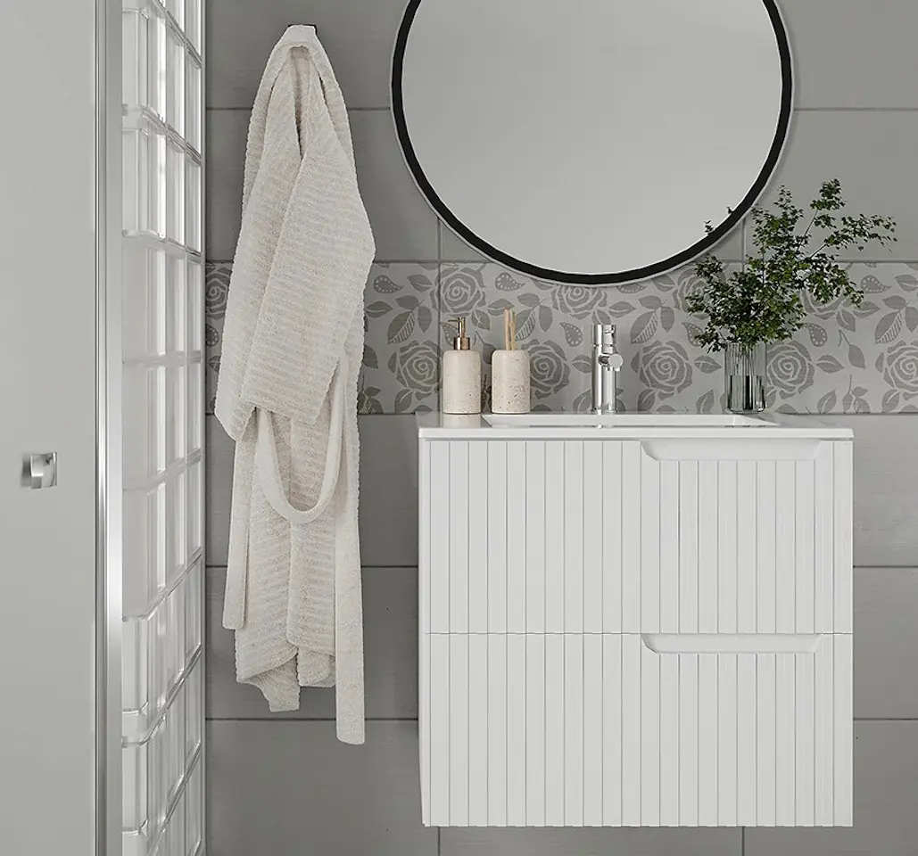 Set dulap cu lavoar Supraten Bordo 75 + 75E (White)