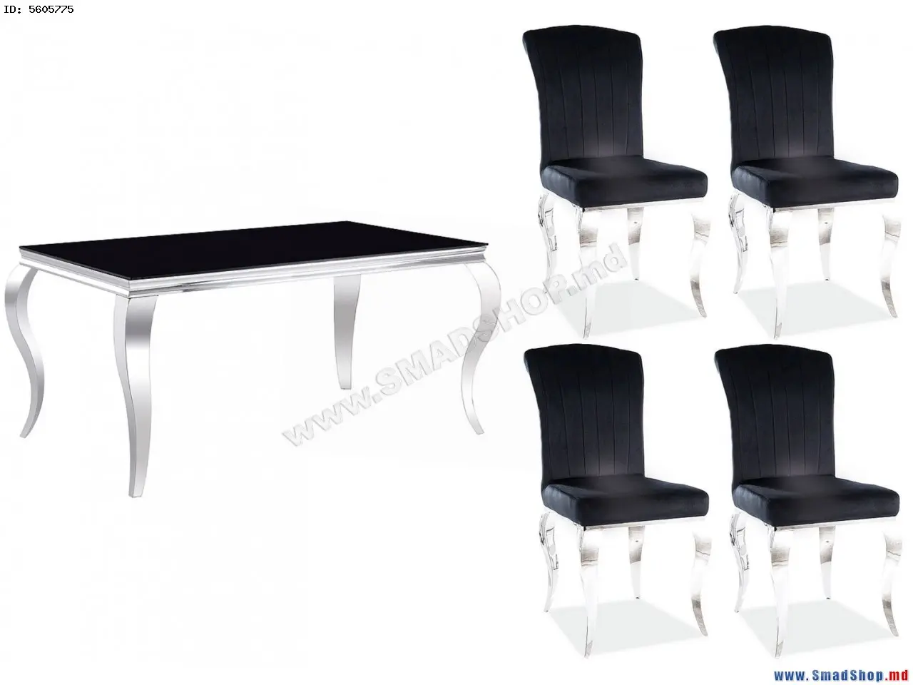 Обеденный набор Signal Prince 150 Black/Chrome + Prince Velvet Chrome/Black