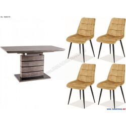 Обеденный набор Signal Leonardo Concrete + Chic Velvet Curry/Black Thumb