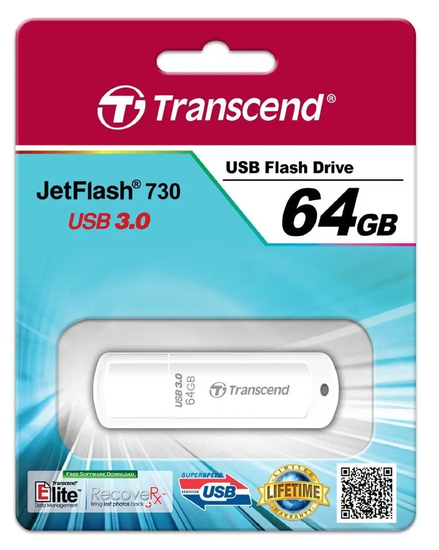 USB flash drive Transcend JetFlash 730 3.0 64Gb White (TS64GJF730) - 4