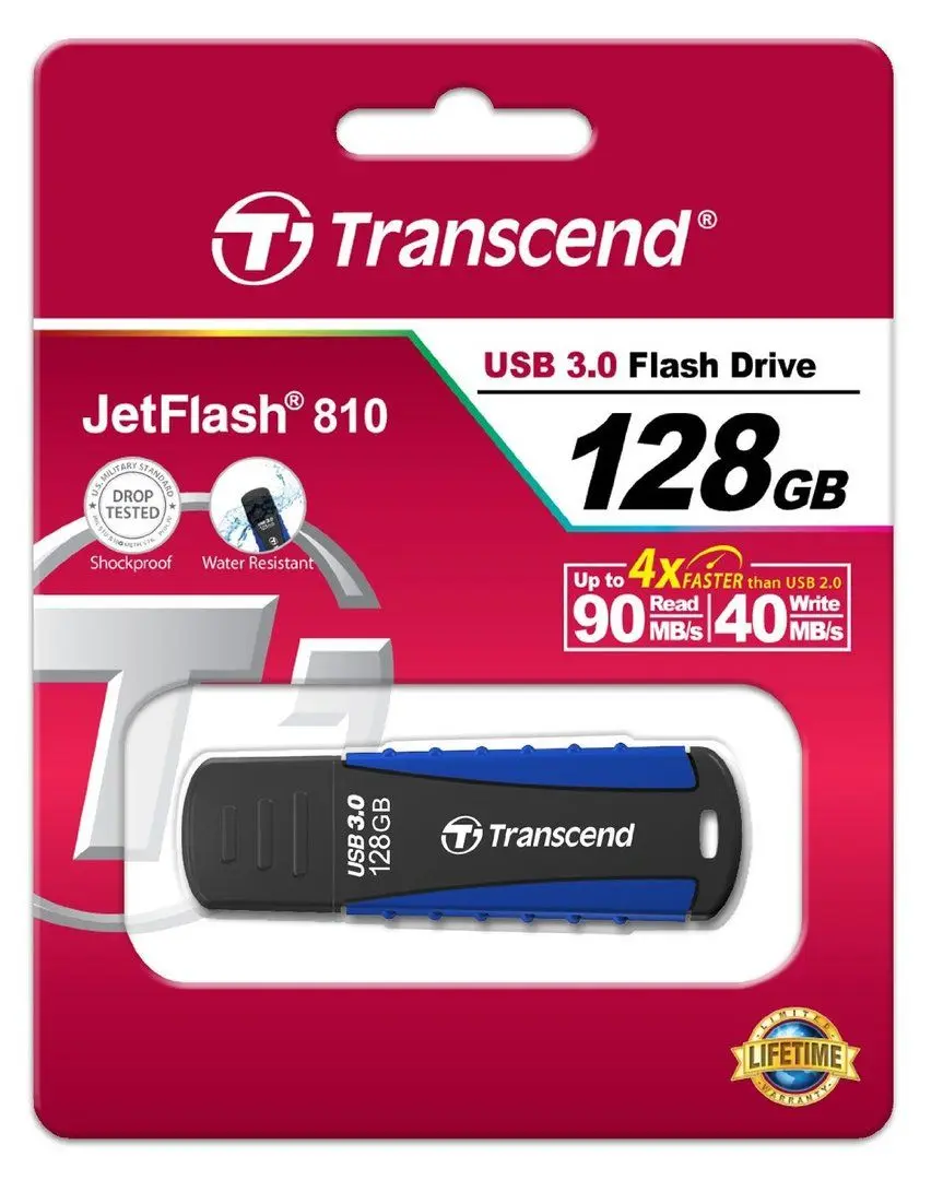 USB flash drive Transcend JetFlash 810 3.0 128Gb Black/Blue (TS128GJF810)