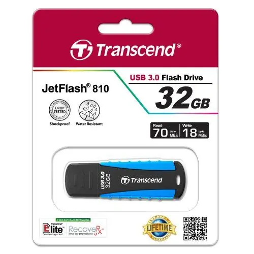 USB flash накопитель Transcend JetFlash 810 3.0 32Gb Black/Blue (TS32GJF810)