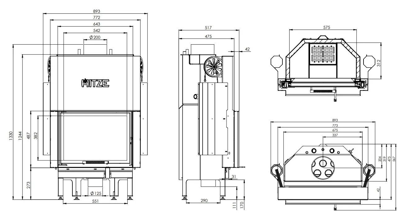Каминная топка Hitze Albero Aquasystem ALAQS59X43.G (Black/Silver) - 2