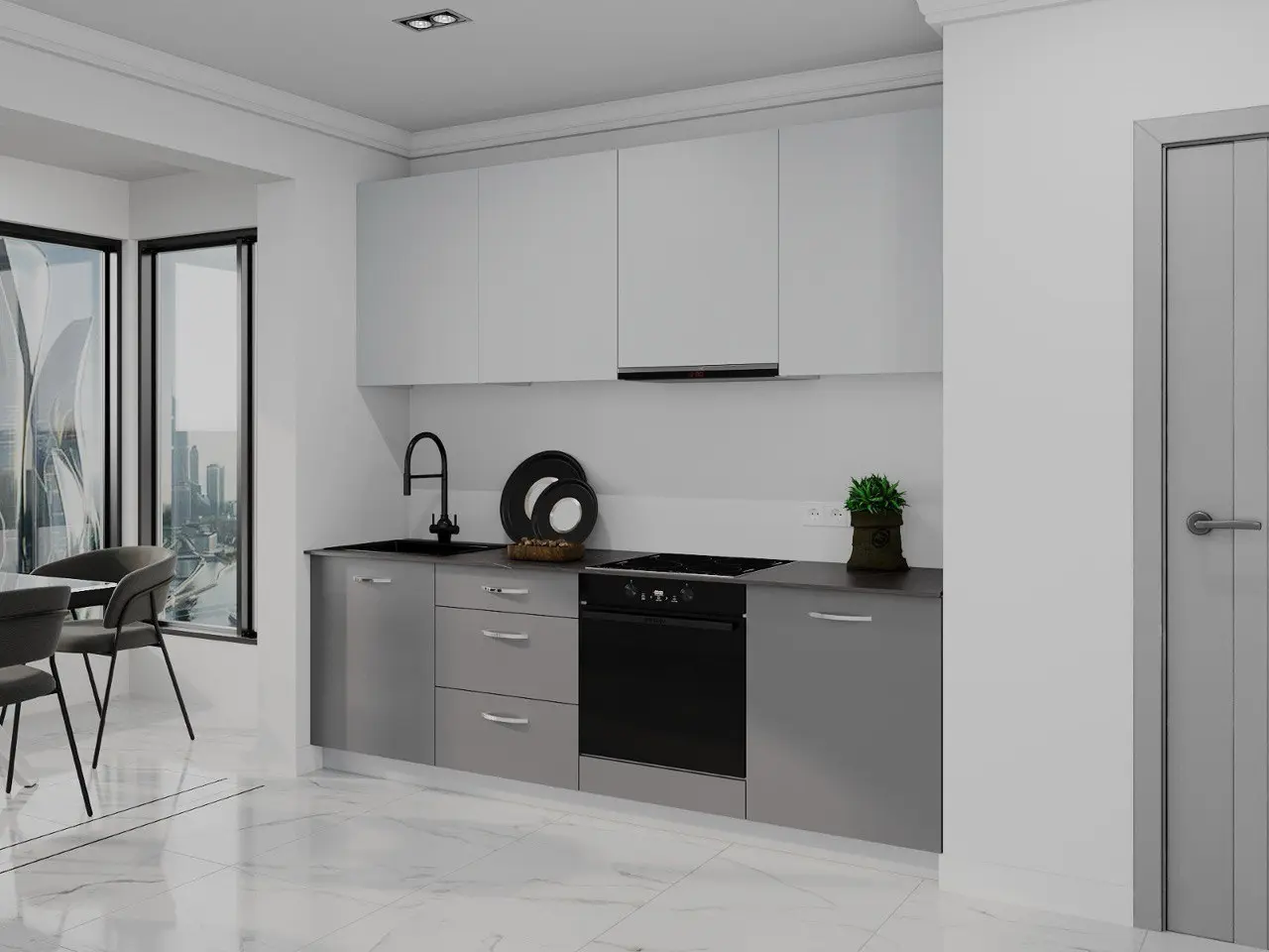 Модульная кухня Bayro Spring 16 2.4м (Light Grey/Stone Grey)