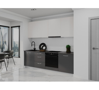 Bucatarie modulara Bayro Spring 14 2.4m (Light Cream/Storm Grey)