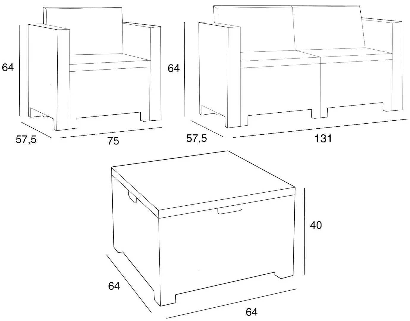 Set mobilier de gradina Bica Colorado 2 (Graphite)