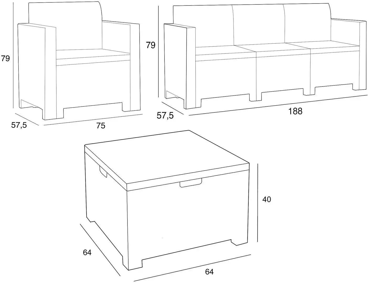 Set mobilier de gradina Bica Alabama 3 (Brown)