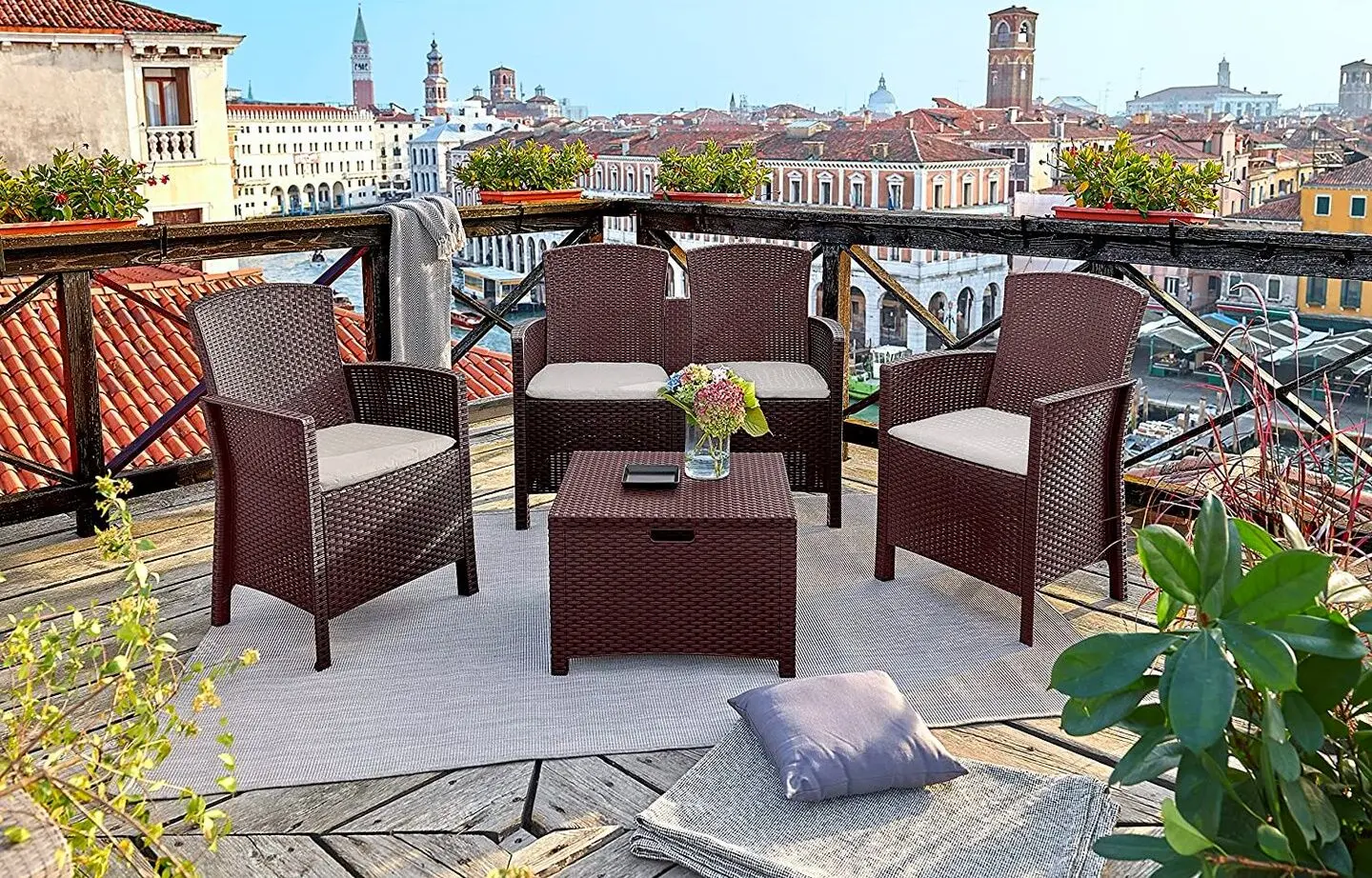 Set mobilier de gradina Bica Lido 2 Storage (Brown)