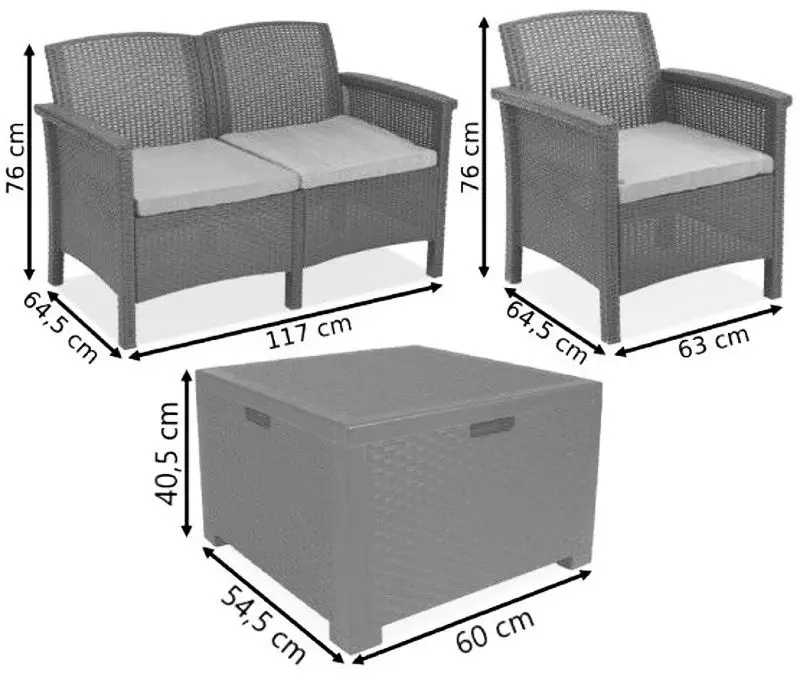Set mobilier de gradina Bica Venezia 2 (Graphite)