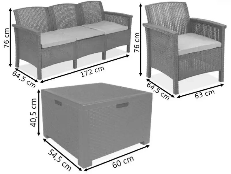 Set mobilier de gradina Bica Venezia 3 (Graphite)