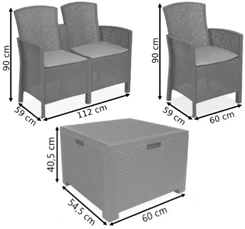 Комплект садовой мебели Bica Lido 2 Storage (Graphite)