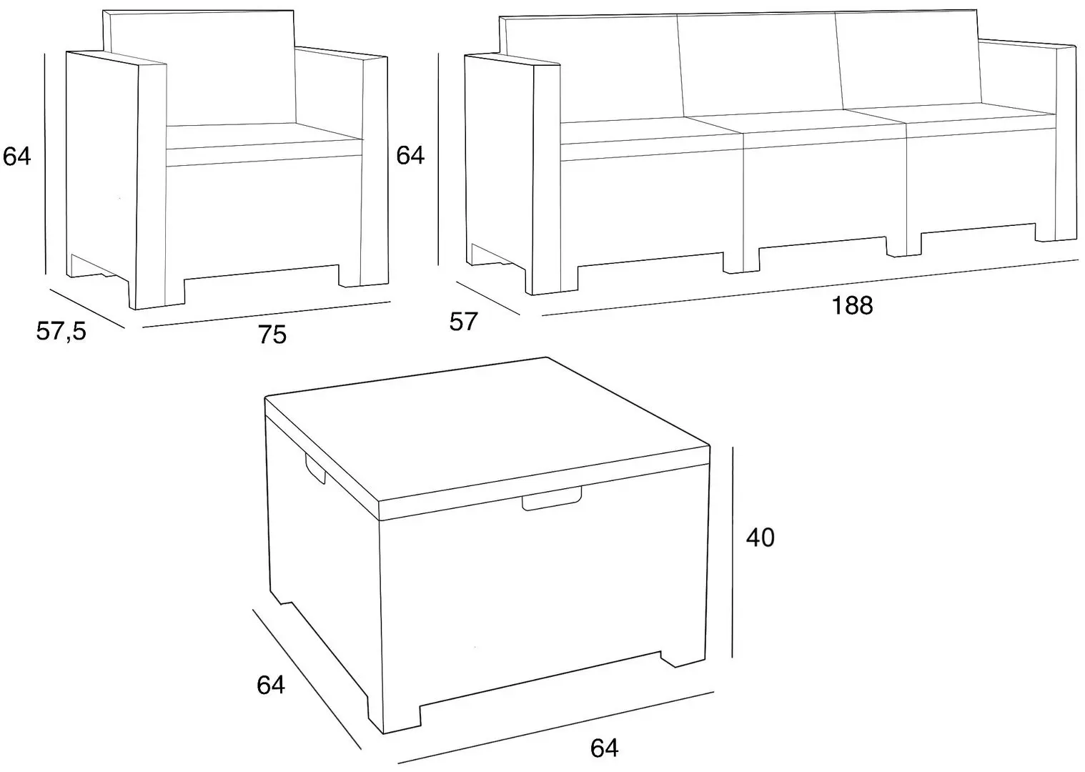 Set mobilier de gradina Bica Colorado 3 (Graphite)