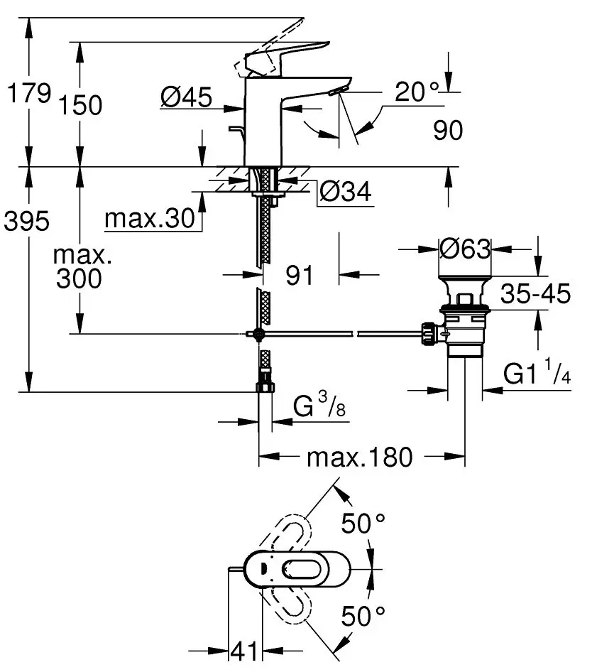 Смеситель для умывальника Grohe BauLoop 23335000 (Chrome) - 2