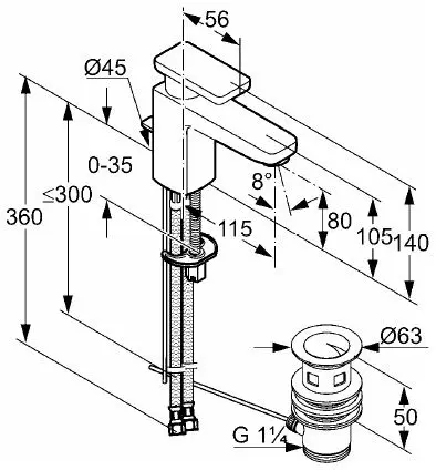 Baterie Kludi Esprit 560230540 (lavoar) - 2