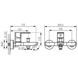Baterie pentru cada si dus Ferro Alba VerdeLine BLB1VL (Chrome) Thumb