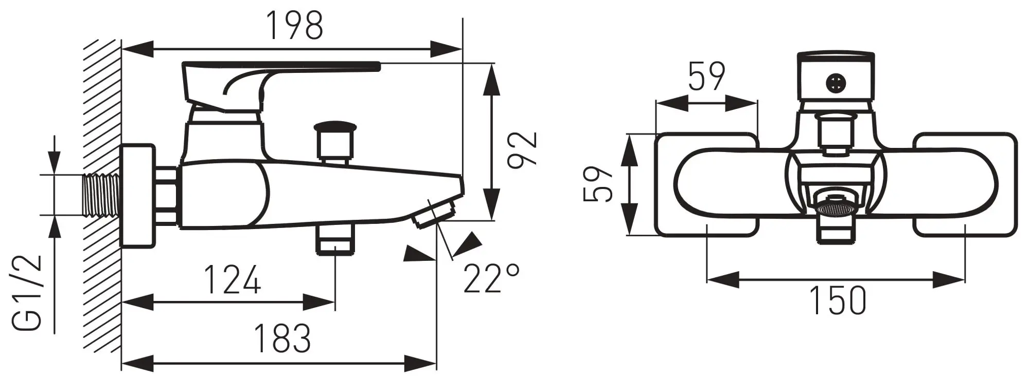 Baterie pentru cada si dus Ferro Algeo Square BAQ1BLC (Black/Chrome)
