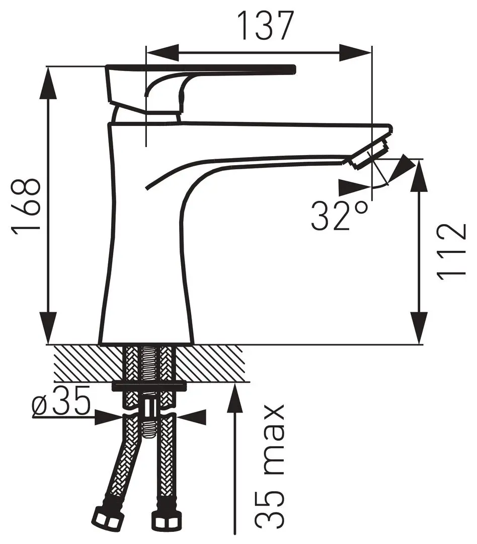 Baterie pentru lavoar Ferro Algeo Square BAQ2BLC (Black/Chrome)