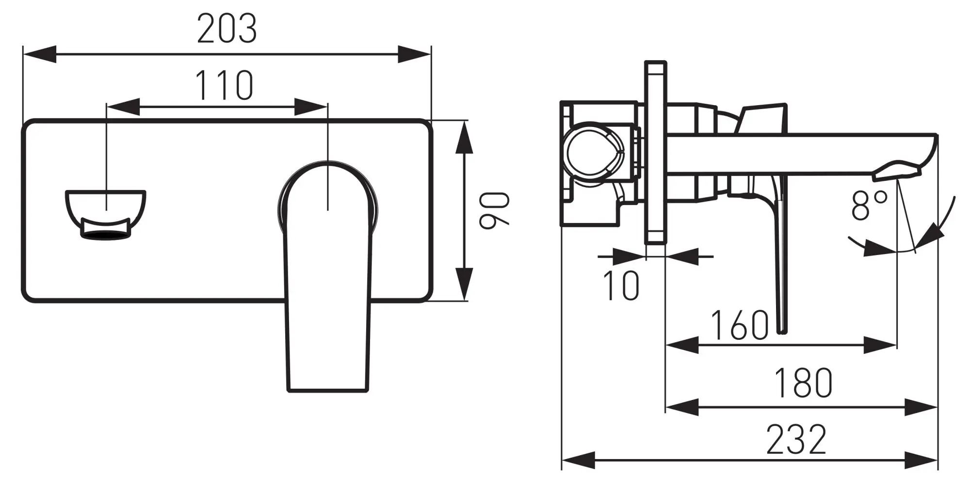 Baterie pentru lavoar Ferro Algeo Square BAQ3PA18 (Chrome)