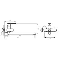 Смеситель для ванны и душа Ferro Algeo Square BAQ5A (Chrome) Thumb