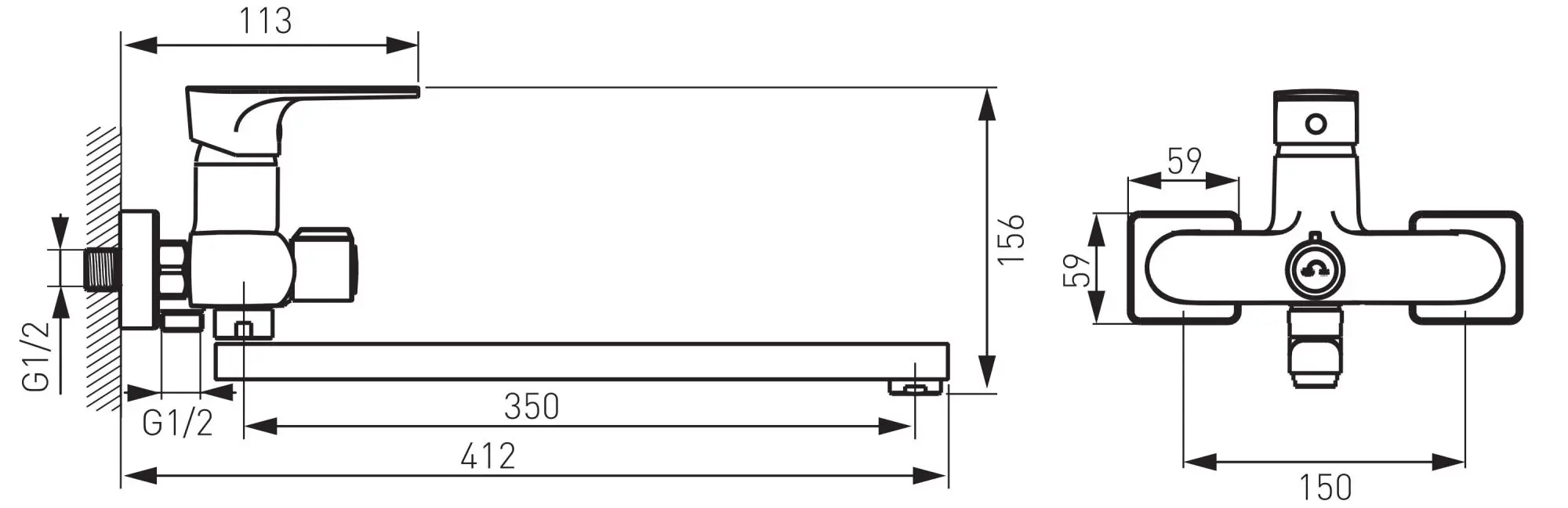 Смеситель для ванны и душа Ferro Algeo Square BAQ5A (Chrome)