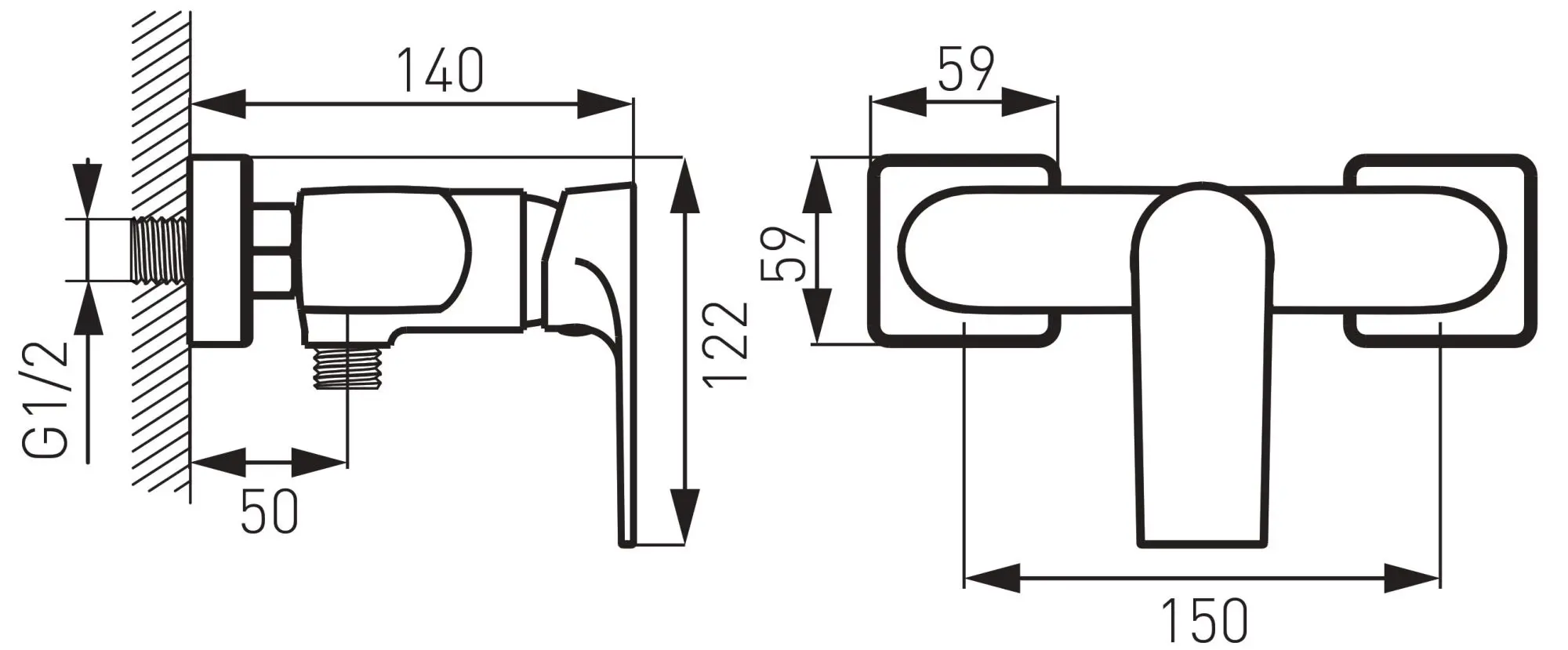 Baterie pentru dus Ferro Algeo Square BAQ7BLC (Black/Chrome)