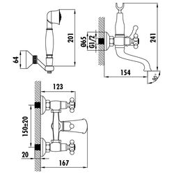 Baterie pentru cada si dus Creavit Antik AN2500-E (Gold) Thumb