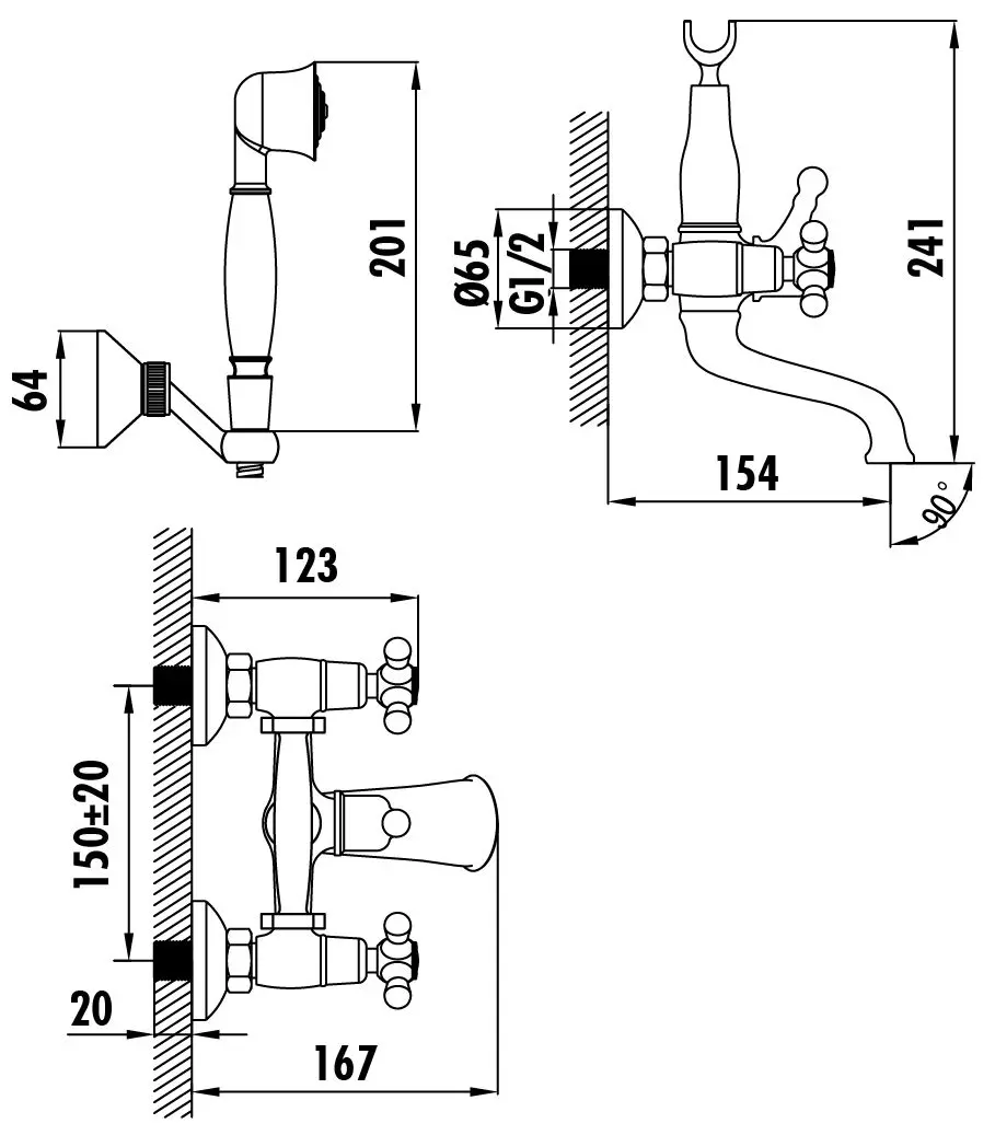 Baterie pentru cada si dus Creavit Antik AN2500-E (Gold) - 2
