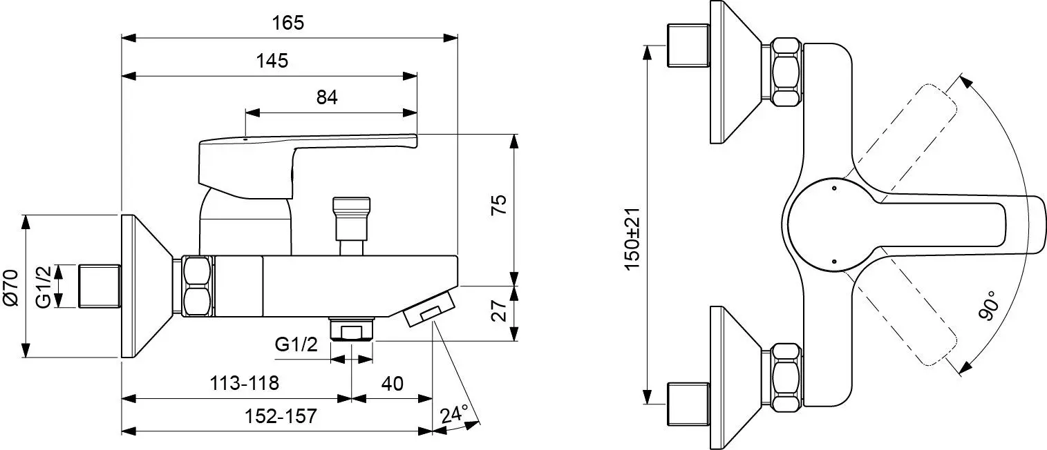 Baterie pentru cada si dus Ideal Standart Ceraflex B1487AA (Chrome) - 2