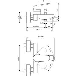 Baterie pentru cada si dus Ideal Standart Ceraflex B1721AA (Chrome) Thumb