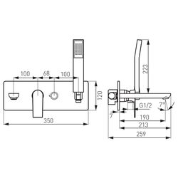 Baterie pentru cada si dus Ferro Algeo Square BAQ11P (Chrome) Thumb