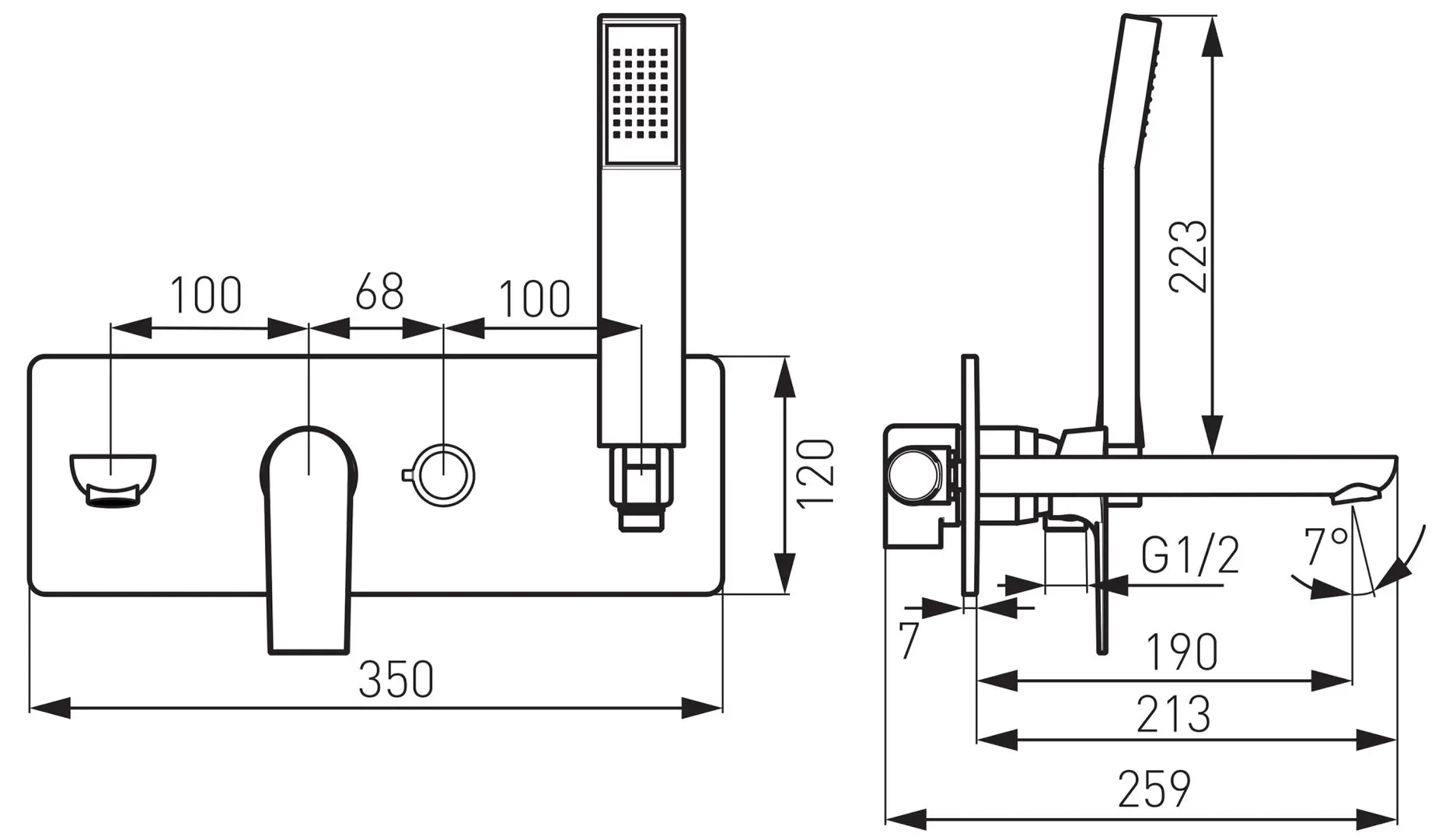 Baterie pentru cada si dus Ferro Algeo Square BAQ11P (Chrome)