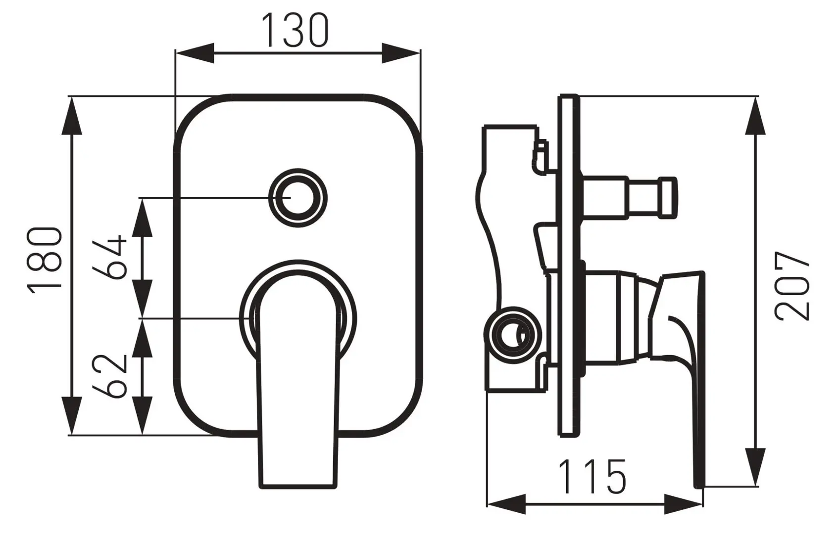 Смеситель для душа Ferro Algeo Square BAQ7P (Chrome)