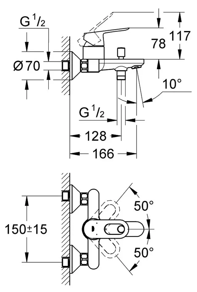 Смеситель для ванны и душа Grohe BauLoop 23341000 (Chrome) - 2