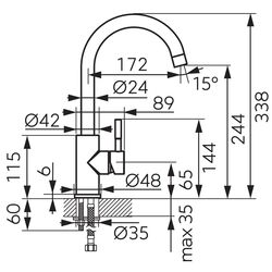 Baterie pentru chiuveta Ferro Camiro BCR4 (Inox) Thumb