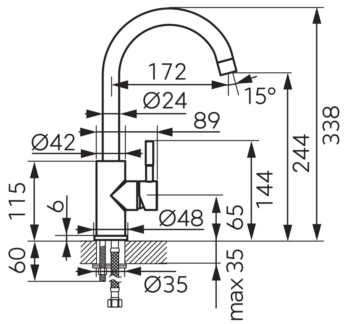 Baterie pentru chiuveta Ferro Camiro BCR4 (Inox)