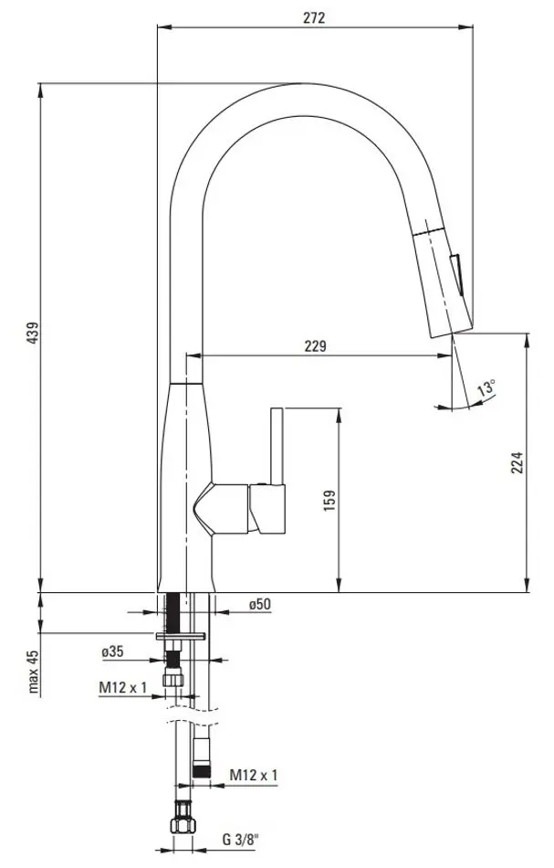 Baterie pentru bucatarie Deante Lukrecja BDH-B720 (Black) - 4