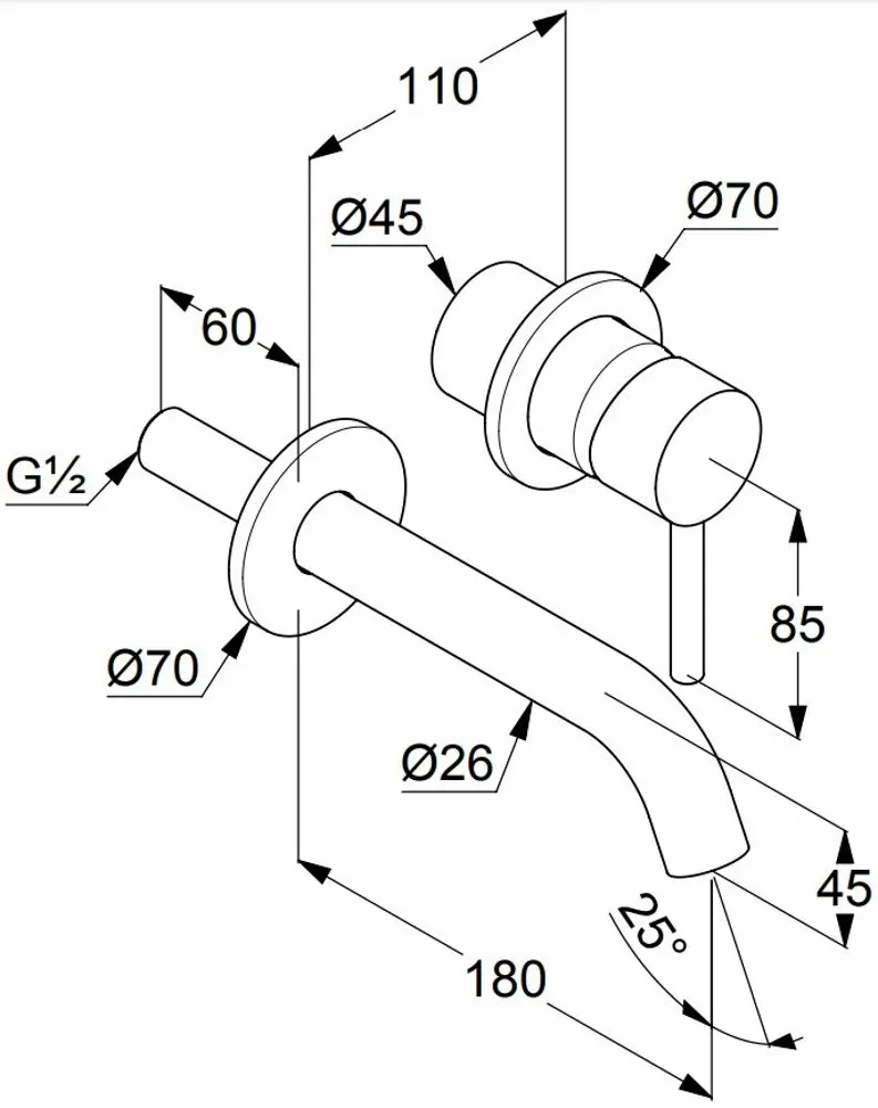 Baterie pentru lavoar Kludi Bozz 382440576 (Chrome) - 2