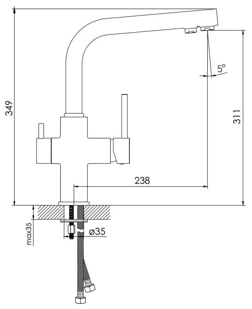 Baterie pentru chiuveta Imprese Daicy 55009B-F (Black) - 3