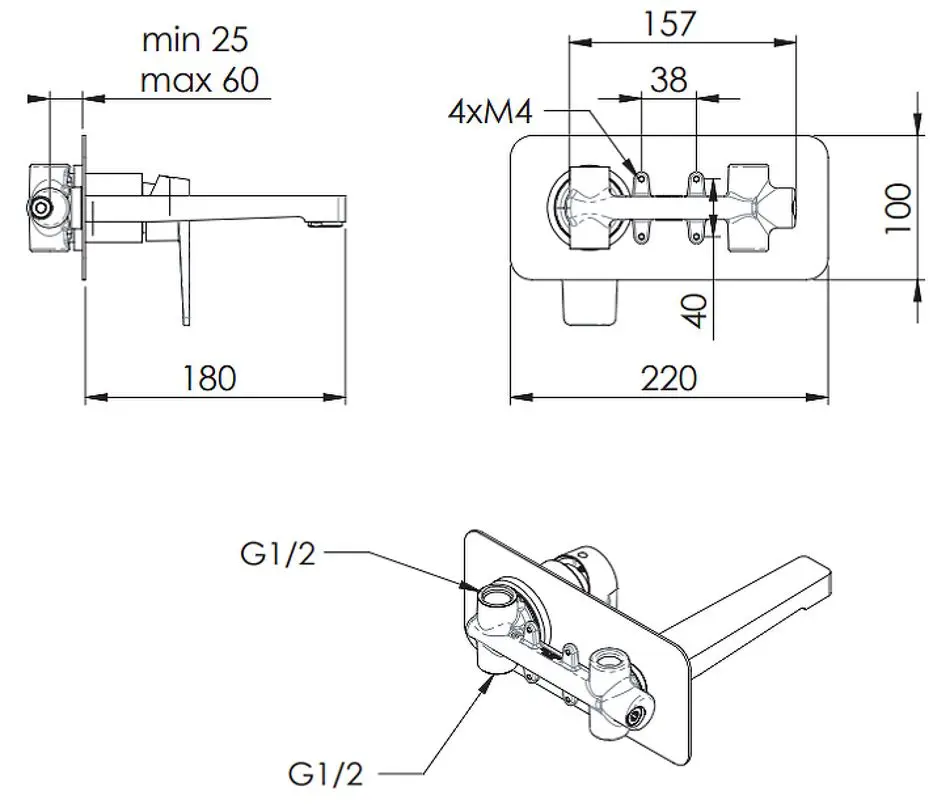 Baterie pentru lavoar Remer Dream D15 (Chrome) - 2