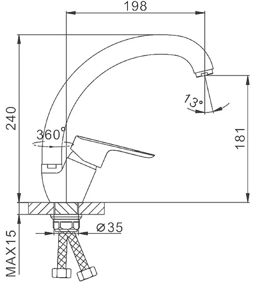Baterie pentru chiuveta Frap H703 F41703-B (Chrome) - 2