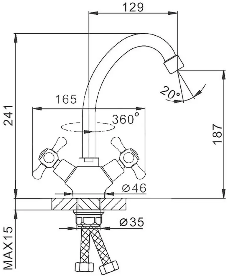 Baterie pentru chiuveta Frap H732 F41732-B (Chrome) - 3