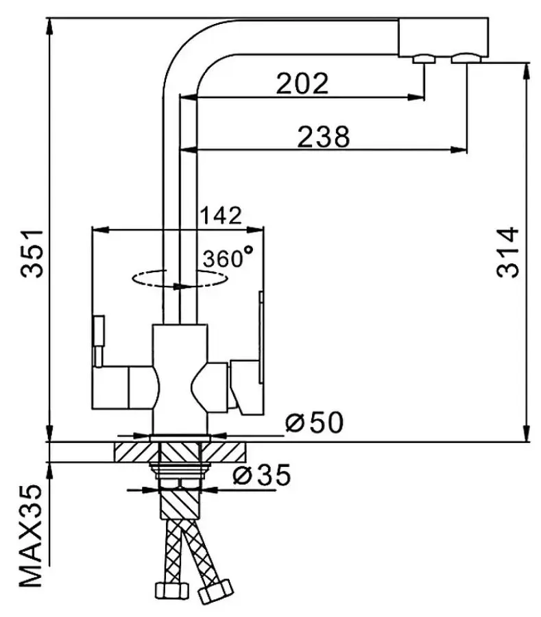 Baterie pentru chiuveta Frap H48 F4348 (Satin) - 3