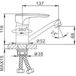 Baterie pentru chiuveta Frap H701 F45701-B (Chrome) Thumb