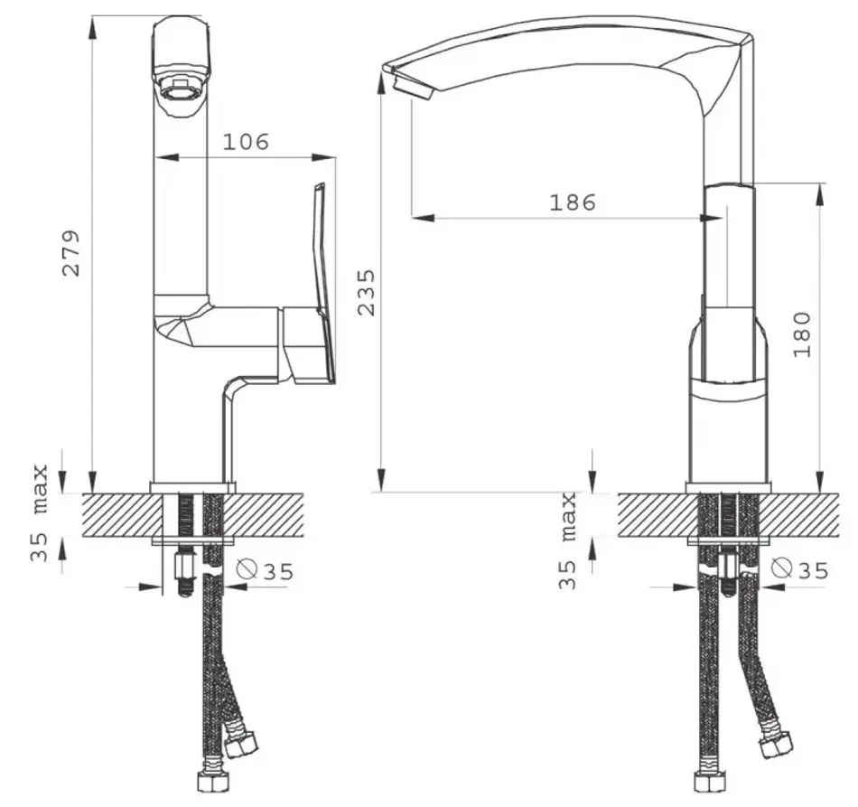 Baterie pentru chiuveta Ferro Florence BFL4VL (Chrome) - 2