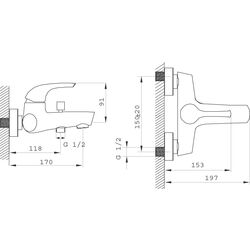 Baterie pentru cada si dus Ferro Genova VerdeLine BGE1VL (Chrome) Thumb