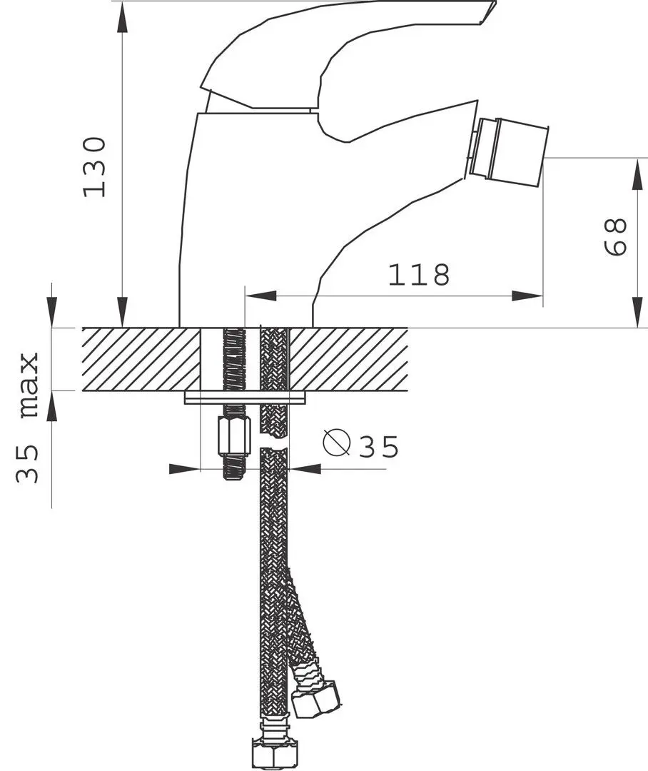 Baterie pentru bideu Ferro Genova VerdeLine BGE6VL (Chrome)