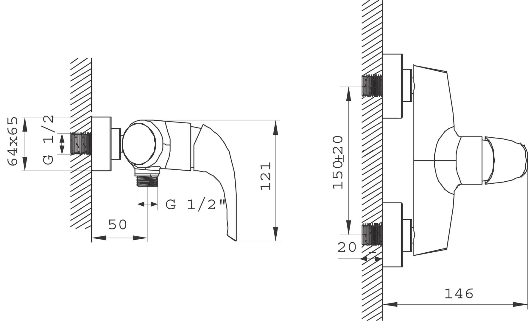Baterie pentru dus Ferro Genova VerdeLine BGE7VL (Chrome) - 2