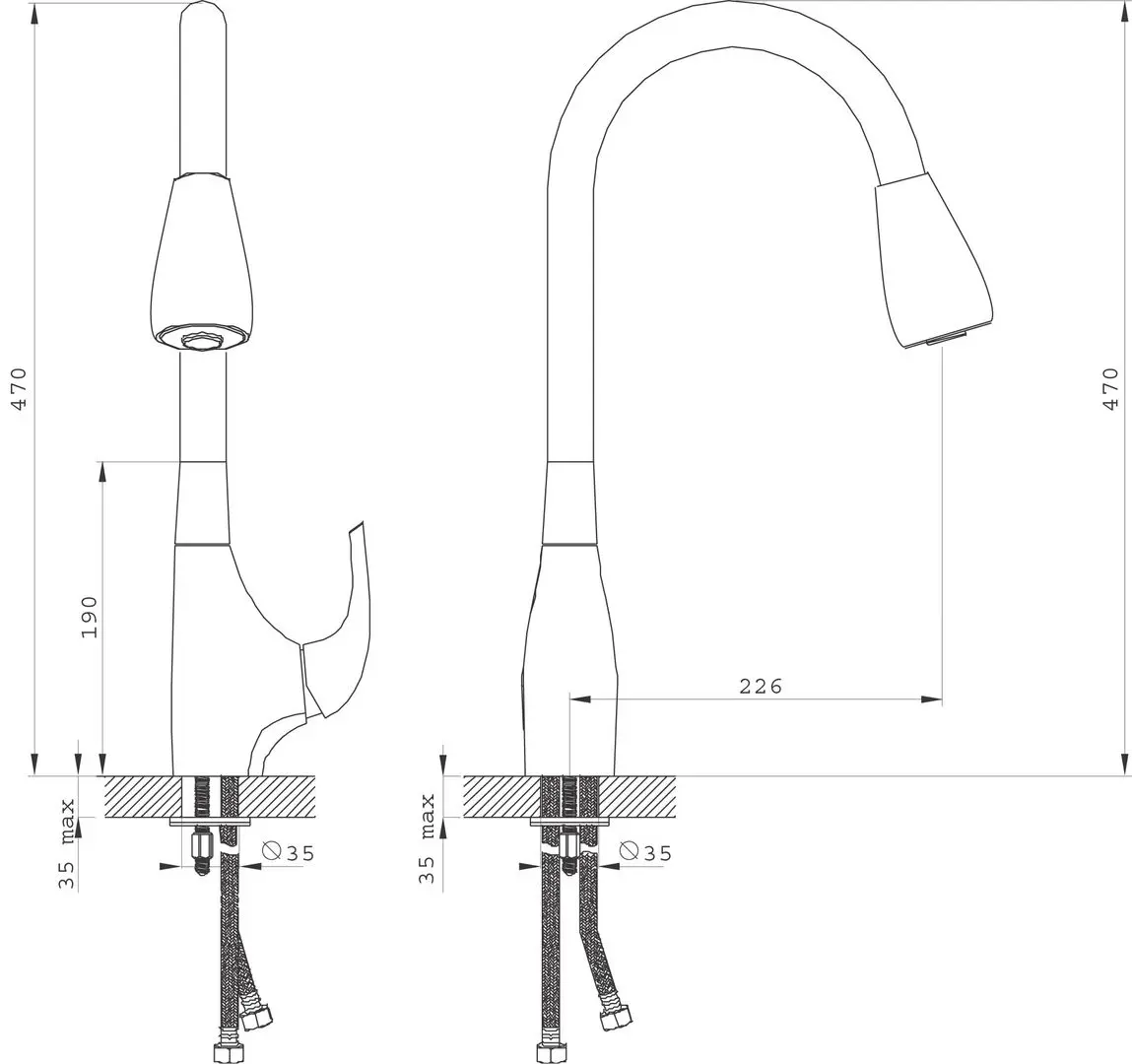 Baterie pentru chiuveta Ferro Genova VerdeLine BGE8AVL (Chrome) - 3