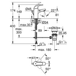 Baterie pentru lavoar Grohe Start Curve 23805000 (Chrome) Thumb