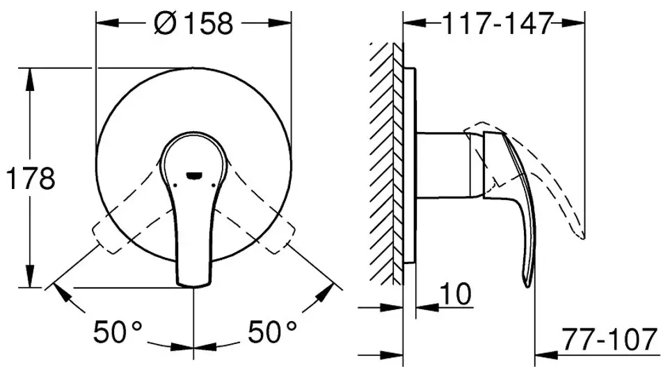 Baterie pentru dus Grohe Eurosmart 24042002 (Chrome) - 2